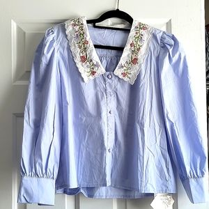 J.ing floral collar blouse in S/M